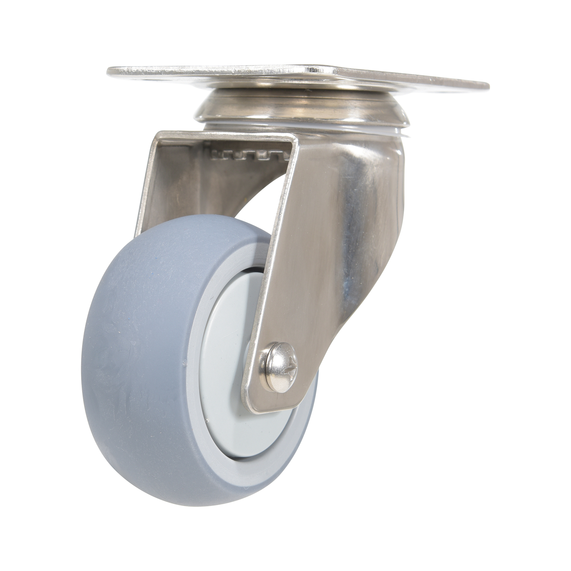 Vestil Thermoplastic Rubber Swivel Caster - 3in. Wheel Dia., Stainless Steel, Non-Marking, Model# CST-E-SS-3X1TPR-S